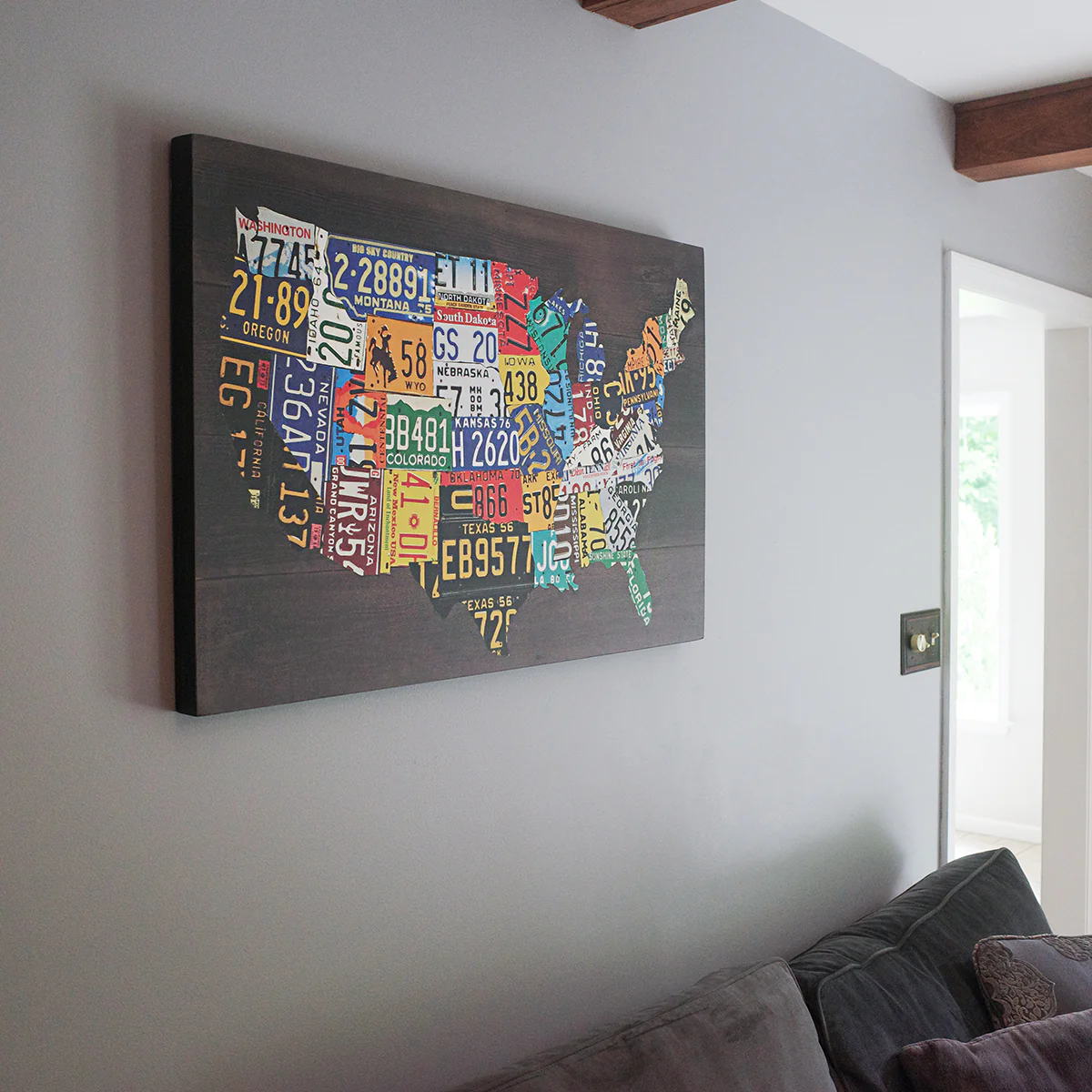 Wooden USA Shaped License Plate Map Pub Bar Wall Art - Image 4