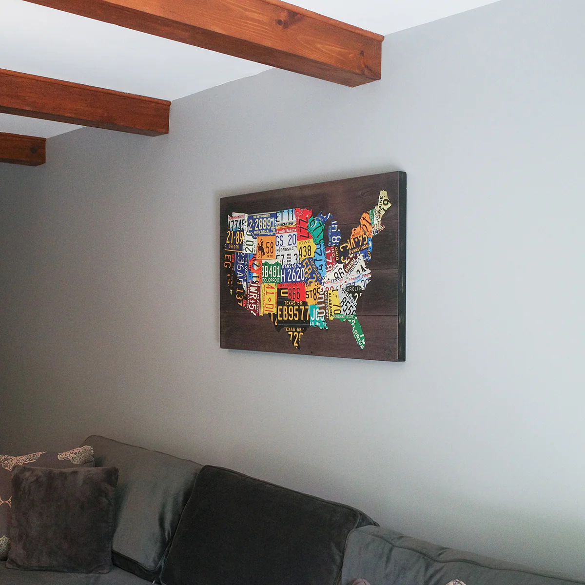 Wooden USA Shaped License Plate Map Pub Bar Wall Art - Image 5