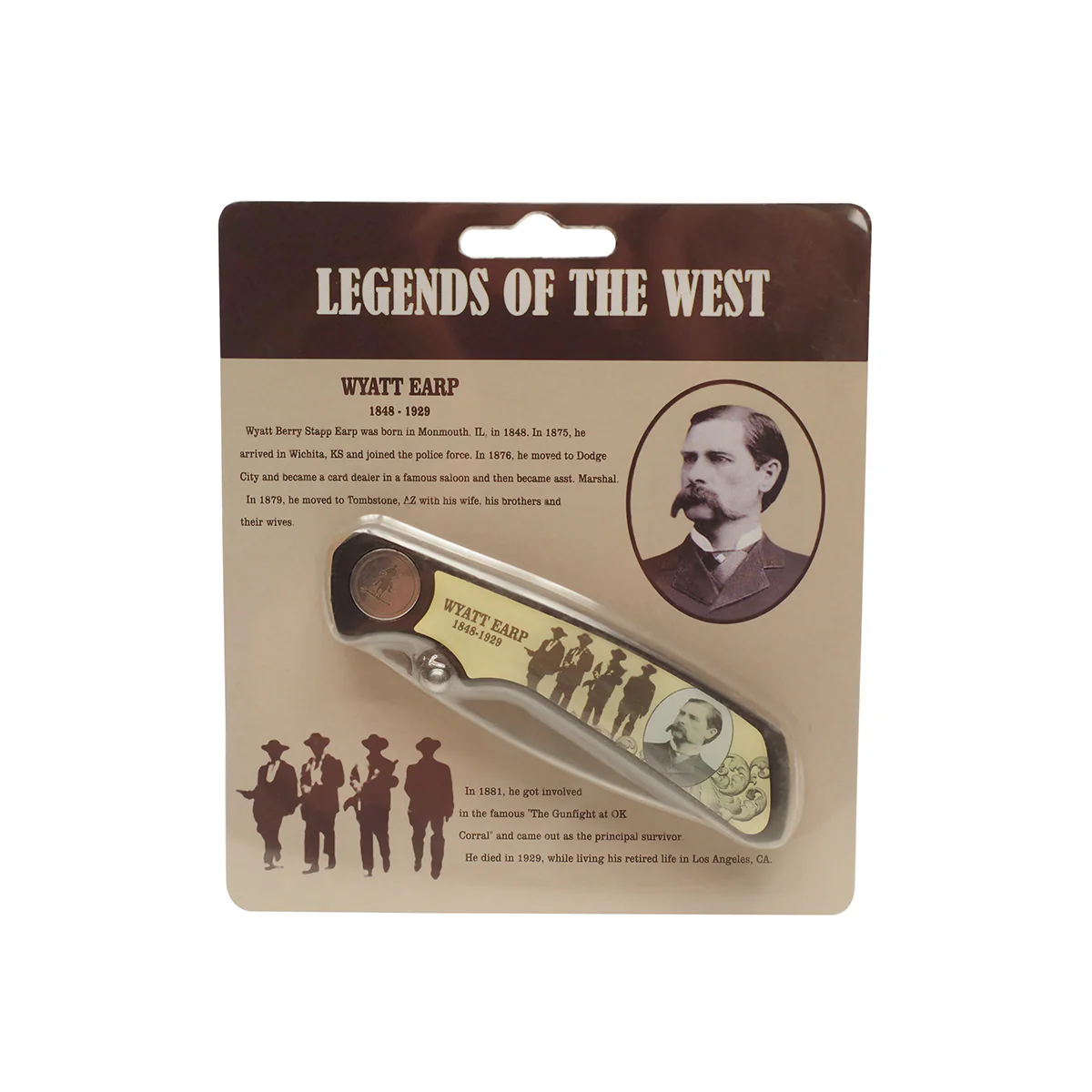 Wyatt Earp Wild West Law Legend Mens Folding Pocket Knife Western Collector Gift - Image 2