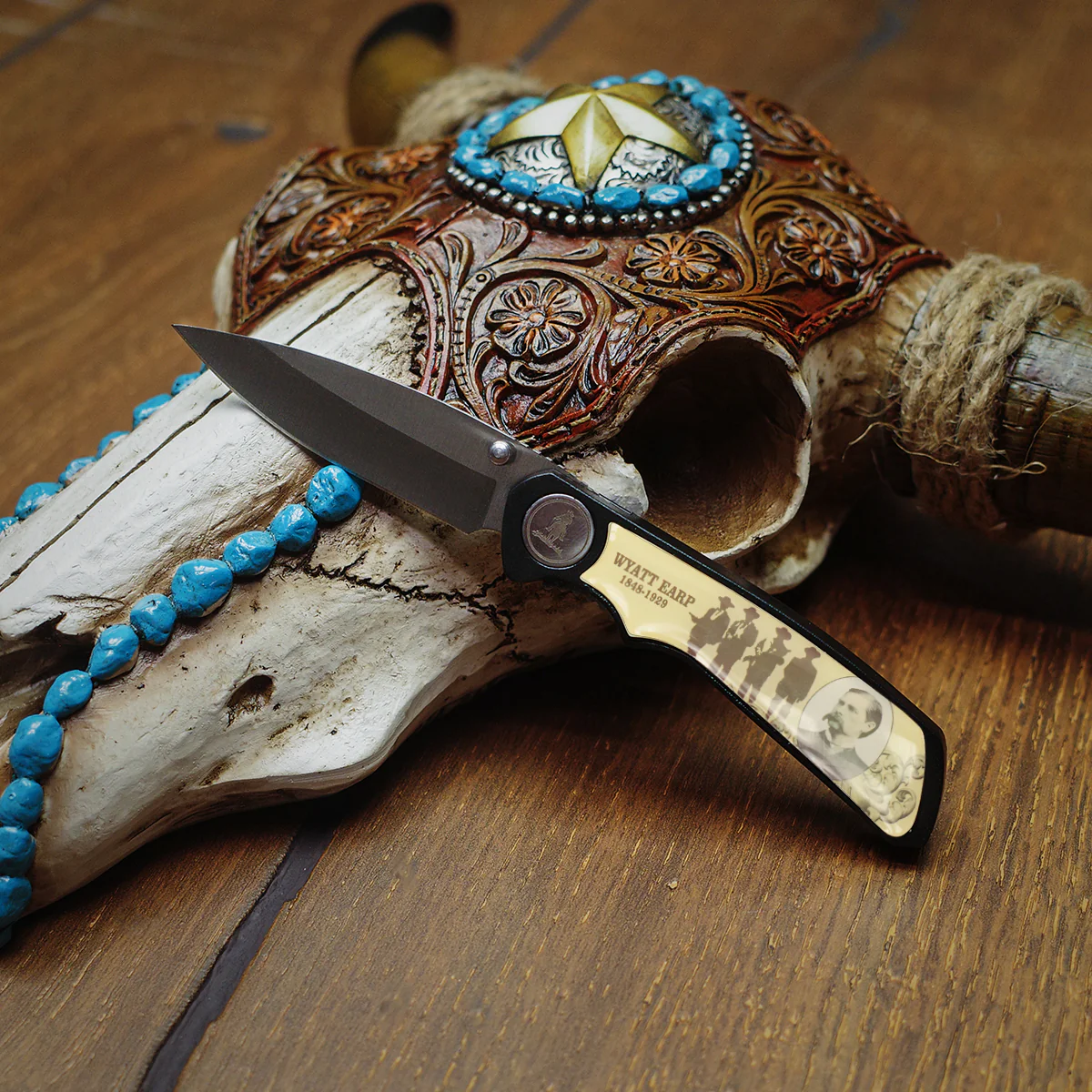 Wyatt Earp Wild West Law Legend Mens Folding Pocket Knife Western Collector Gift - Image 5